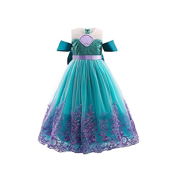 AISHANGYIDE Fille Ariel Sirène Princesse Robe Déguisement Costume Anniversaire Fête Halloween Carnaval Cosplay Enfants Robes 