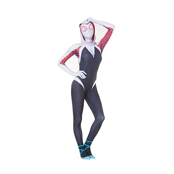 Araignée Gwen Cosplay Déguisement Superhéros Adulte Body Lycra Spandex Combinaison Halloween Jeu de Rôle Combinaison Déguisem