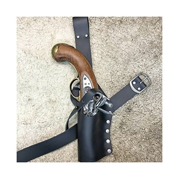 HLGQ Holster de Pistolet de Pistolet médiéval, Accessoires de vêtements de Pirate de la Renaissance, Portefeuille en Cuir PU,