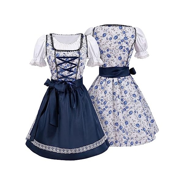 Tenue Bavaroise Femme Costume Fête de La Bière Femme Allemande Déguisement Femme Robe Traditionnelle Midi pour Femme Oktoberf
