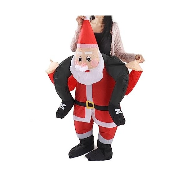 Srliya Costume de Père Noël de Noël, Costume de Père Noël Drôle, Père Noël, équitation, Spectacle Gonflable, Fête, Cosplay, A