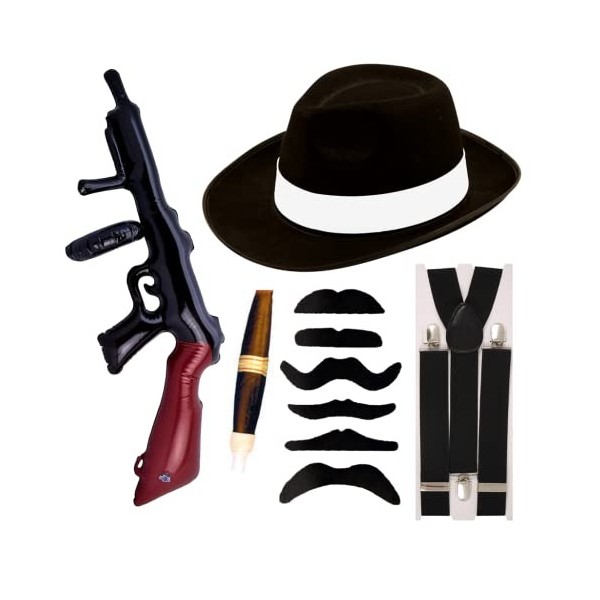 Lot de 5 accessoires de costume de gangster pour homme adulte