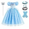 IBTOM CASTLE Déguisement Cendrillon Filles Enfants Princesse Robe Halloween Carnaval Soirée Anniversaire Partie Cendrillon Co