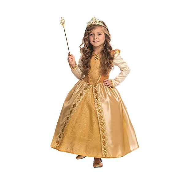 Dress Up America Majestueux Costume de Princesse Dorée pour Filles - Beau Costume pour Jeu de Rôle - Robe de Bal Dorée pour E