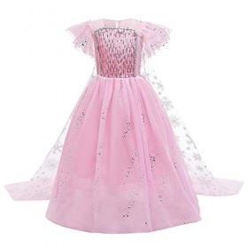 Reine des Neiges Elsa Costume pour fille et enfant Robe en tulle avec accessoires Princesse des Neiges Déguisement Carnaval N
