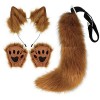 Katutude Serre-tête Fait Main en Fausse Fourrure avec Oreilles de Loup, Ensemble 3 Pièces Cosplay Bandeau Oreilles de Chat av