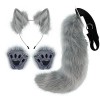 Katutude Serre-tête Fait Main en Fausse Fourrure avec Oreilles de Loup, Ensemble 3 Pièces Cosplay Bandeau Oreilles de Chat av