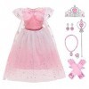 FYMNSI Robe de princesse pour fille avec accessoires pour Noël, Halloween, carnaval, Rose dégradé, 7-8 ans
