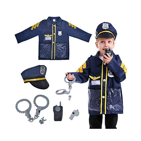 TOPTIE Enfants médecin Policier Habiller des vêtements avec Accessoires, Uniformes de Jeu de rôle de carrière