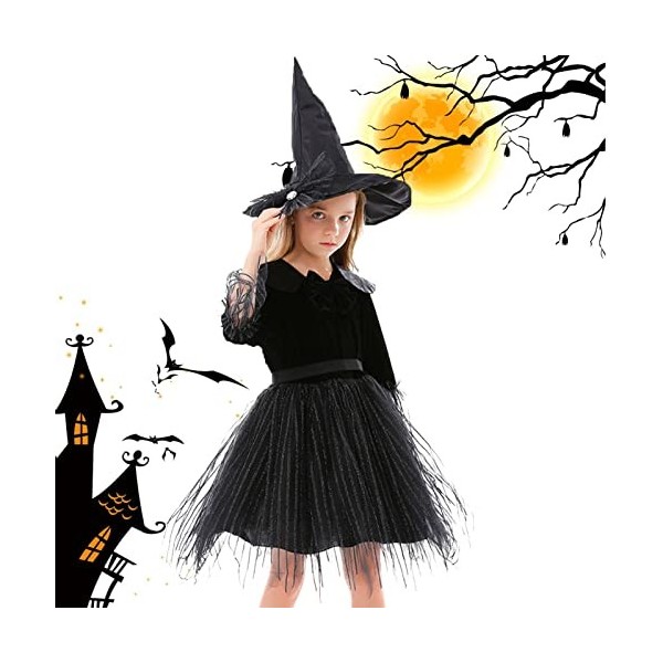 Costumes dhalloween de sorcière - Déguisement de sorcière dhalloween Accessoires de déguisement Jupe et Chapeau - Sorcier d