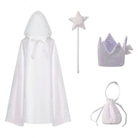 LIKUNGOU Princesse Capuche Cape pour Petites Filles Flash Couronne Halloween Noël Cosplay Accessoires Cadeau pour Enfants Bl