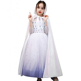 LIKUNGOU Princesse Capuche Cape pour Petites Filles Flash Couronne Halloween Noël Cosplay Accessoires Cadeau pour Enfants Bl