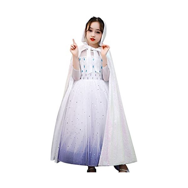 LIKUNGOU Princesse Capuche Cape pour Petites Filles Flash Couronne Halloween Noël Cosplay Accessoires Cadeau pour Enfants Bl