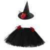 ABOOFAN Halloween Sorcière Tutu Cosplay Costume Robe En Tulle Rouge Enfants Accessoires De Sorcière Enfants Chapeau De Sorciè