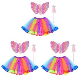 NUOLUX 3 Ensembles Tenue Sangles Rougeoyantes Performance Faveur Costumes Légers Paillettes Ballet Accessoires Daile pour En