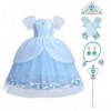 IBAKOM Enfants Filles Déguisements Sofia Cendrillon Robe Princesse Costume Conte Fée Carnaval Cosplay Fête Anniversaire Noël 