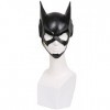 Halloween Masque Déguisement Cosplay Costume Latex Casque Noir Complet tête Masque pour Adulte Femme Réplique Accessoire