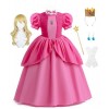 KIDSEPT Déguisement de Princesse Peach, Rose Rouge Costume Fantaisie avec Accessoires pour Enfant Fille Cosplay Anniversaire 