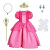 KINBOM Robe Cosplay Princesse, Cosplay Costume Princesse Zelda pour Filles avec Bandeau Boucles dOreilles Baguettes Princess