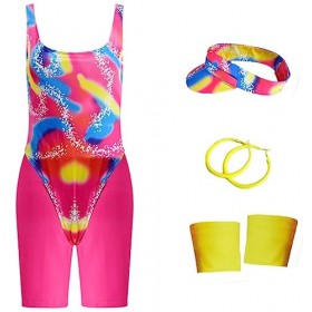 Foanja Déguisement Barbies Adulte Cosplay Barbies Ken Complete 70s 80s Vintage Skating Wear Sport Fitness Outfit et Chapeau B