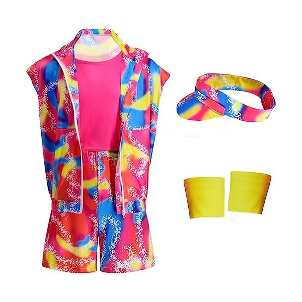 Foanja Déguisement Barbies Adulte Cosplay Barbies Ken Complete 70s 80s Vintage Skating Wear Sport Fitness Outfit et Chapeau B