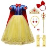 OwlFay Filles Princesse Blanche Neige Costume avec Cape Conte de Fée Robe de Carnaval Déguisements Snow White Cosplay Hallowe