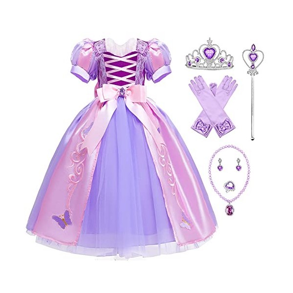 Monissy Robe Bowknot Enfant Fille Broderie Papillon de Princesse de Cérémonie Anniversaire Soirée Enfant Noël Halloween Demoi