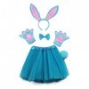 Costume de lapin bleu - fille - tutu - bandeau - gants - queue - déguisements pour enfants - accessoires - halloween - carnav