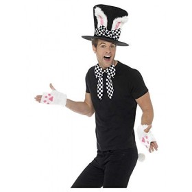shoperama Kit daccessoires : lapin de mars, chapeau de lapin, oreilles de lapin, gants, queue de ruban, Alice au pays des me