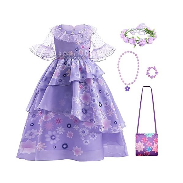 AISHANGYIDE Deguisement Isabela Costume avec Accessoires Perruque Filles Princesse Vêtements Animation Fantaisie la Magie Isa