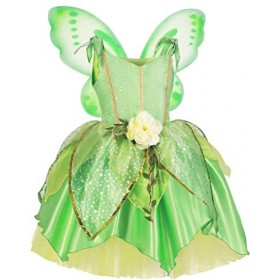 Foanja Tinkerbell Déguisement Robe avec Ailes Filles Fées Tinkerbell Tulle Paillettes Robes de Soirée Cosplay Halloween Carna