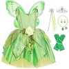 Foanja Tinkerbell Déguisement Robe avec Ailes Filles Fées Tinkerbell Tulle Paillettes Robes de Soirée Cosplay Halloween Carna