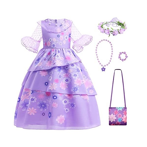 AISHANGYIDE Deguisement Isabela Costume avec Accessoires Perruque Filles Princesse Vêtements Animation Fantaisie la Magie Isa