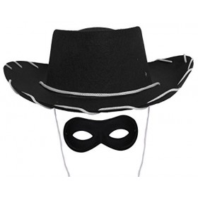 Lot de 12 accessoires de déguisement de cowboy pour enfant avec chapeau de cowboy noir et masque de bandit noir - Parfait pou