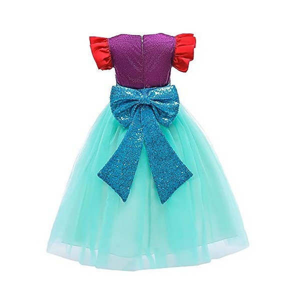 OBEEII Deguisement Sirène Princesse Ariel Robe pour Enfant Fille Carnaval Costume Halloween Cosplay Fête Anniversaire Vêtemen