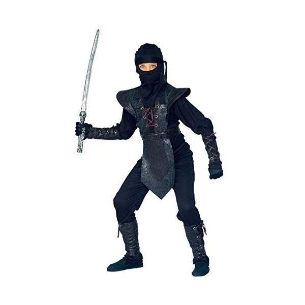 NET TOYS Costume de Ninja Noir pour Enfants Ninja déguisement Noir 158 cm 11-13 Ans Tenue de Ninja Costume denfant Samouraï 