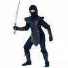 NET TOYS Costume de Ninja Noir pour Enfants Ninja déguisement Noir 158 cm 11-13 Ans Tenue de Ninja Costume denfant Samouraï 