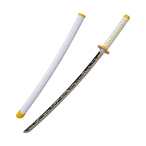 BOCbco Sword Slayer Jeu de Rôle Samurai Sword, Agatsuma Zenitsu Sword, Accessoires DHalloween Pour LÉpée de Jeu de Rôle Dki