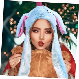 Toyvian 3 Pcs Cache-Oreilles En Peluche Fausse Faveur Licorne Bleu Créatif Casquette Lumineuse Carnaval Drôle Pâques Et Oreil