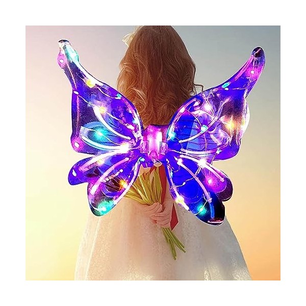 F Fityle Aile de papillon LED pour filles et femmes allume laile de avec musique et lumières Aile dange pour les accessoire