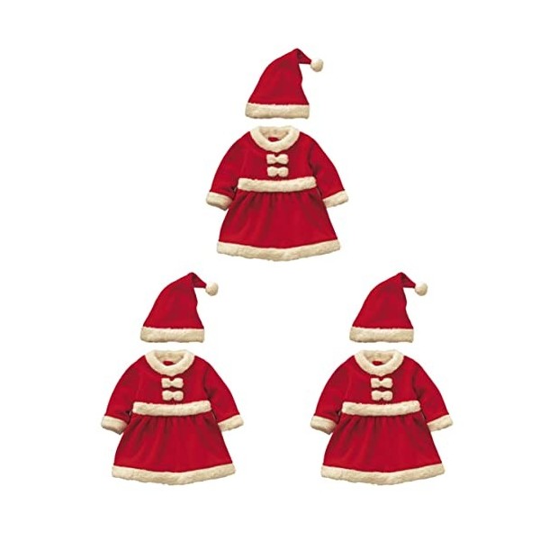 TOYANDONA 3 Pièces Bébé Rôle Santa Tenue Enfants Chapeau de Noël avec pour Festivalcm Noël Fille Costume Velours Et Enfants V