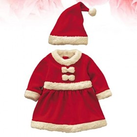 TOYANDONA 3 Pièces Bébé Rôle Santa Tenue Enfants Chapeau de Noël avec pour Festivalcm Noël Fille Costume Velours Et Enfants V