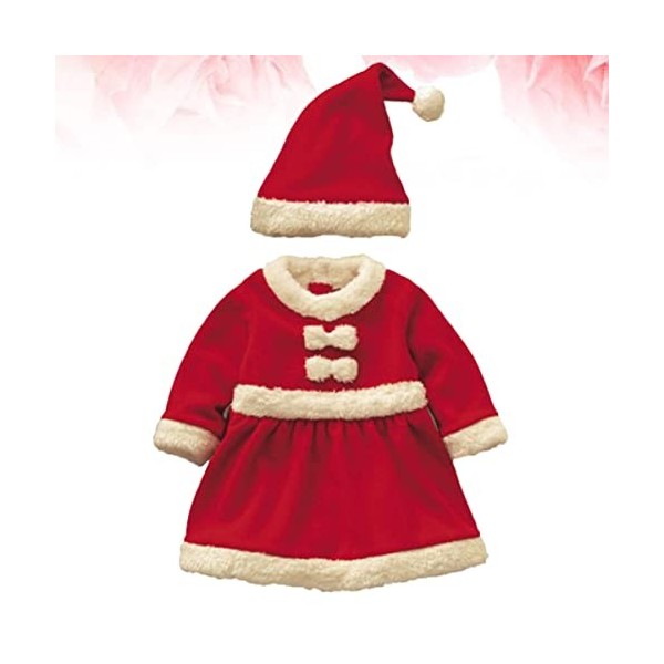 TOYANDONA 3 Pièces Bébé Rôle Santa Tenue Enfants Chapeau de Noël avec pour Festivalcm Noël Fille Costume Velours Et Enfants V