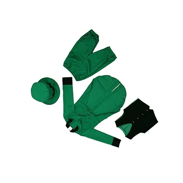 Amosfun Patrick Costume Costumes Pour Adultes Vert Tenue Enfants Fantaisie Robe Accessoire Cosplay Elf Vêtements Ensembles En