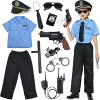 Tacobear Police Deguisement Enfant avec Police Chemise Pantalon Casquette Police Menottes Insigne Lunettes Walkie Talkie Poli
