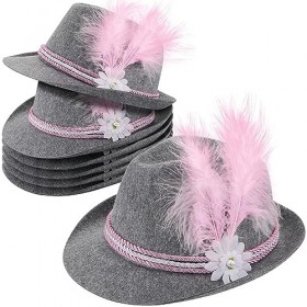 SATINIOR 6 Chapeaux de Fête de Bière pour Adultes Chapeau Panama Bavarois Traditionnel Fedora avec Plumes Edelweiss pour Fête