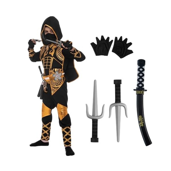 Spooktacular Creations Ensemble de costumes Golden Ninja Deluxe avec accessoires en mousse Ninja Jouets pour enfants Kung Fu 