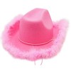 Tumnea Chapeau de cowboy en feutre rose avec cordon de serrage pour cosplay fête accessoire de jeu pour femmes