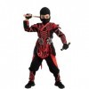 Spooktacular Creations Costume de ninja de guerrier dHalloween rouge noir pour garçons et filles, fête dhabillage dHallowe