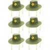 Lot de 6 chapeaux en liège australien - Chapeau vert avec badge kangourou jaune et bouchons suspendus - Accessoire de déguise